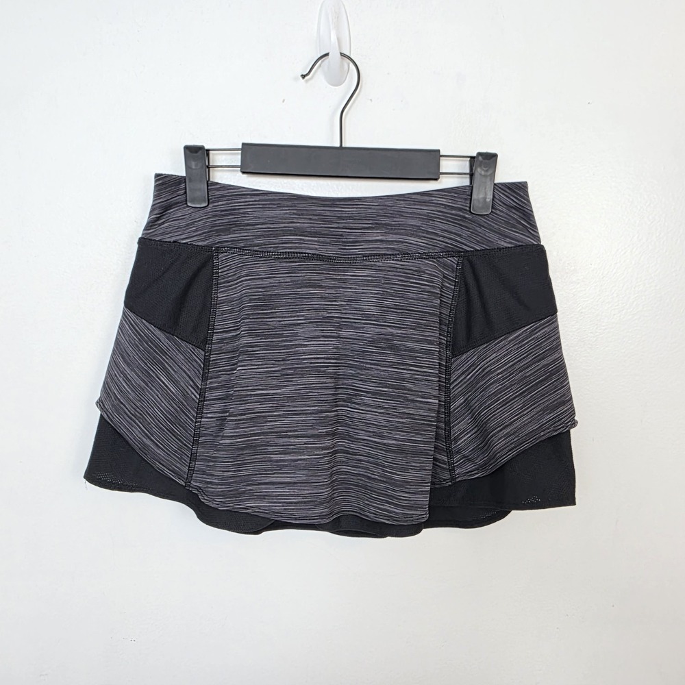Athleta Gray Black Athletic Pickleball Tennis Bustle Mini Skirt Skort Size Small